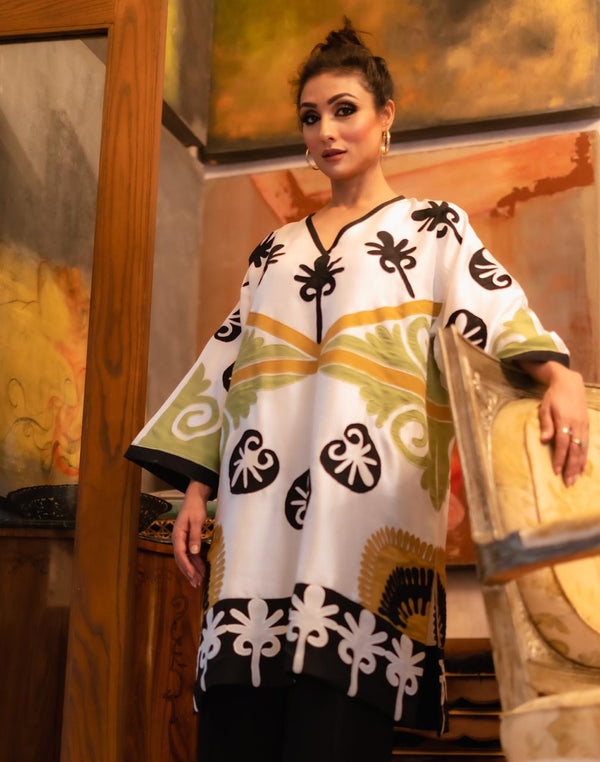 Rawsilk Applique work Kurta