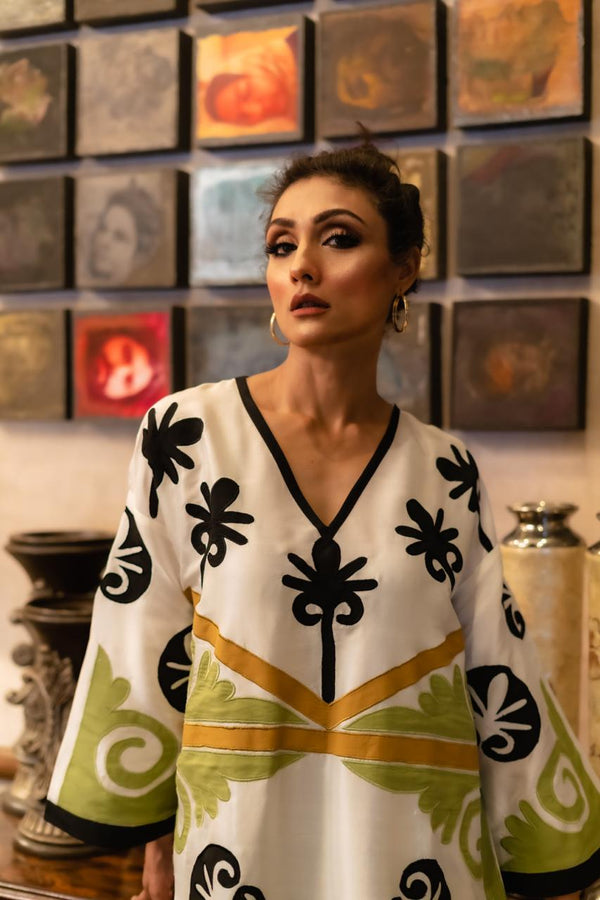 Rawsilk Applique work Kurta