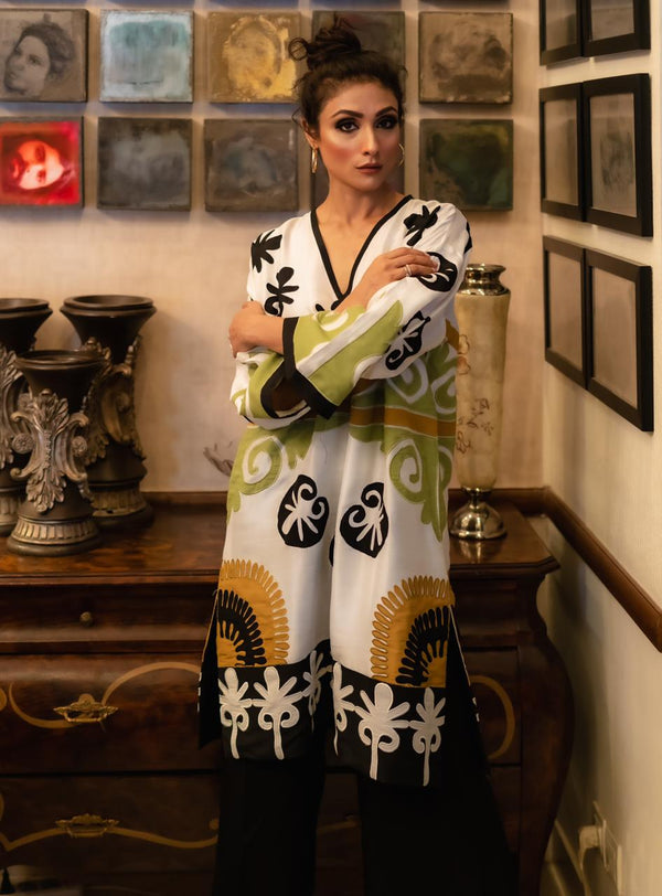 Rawsilk Applique work Kurta