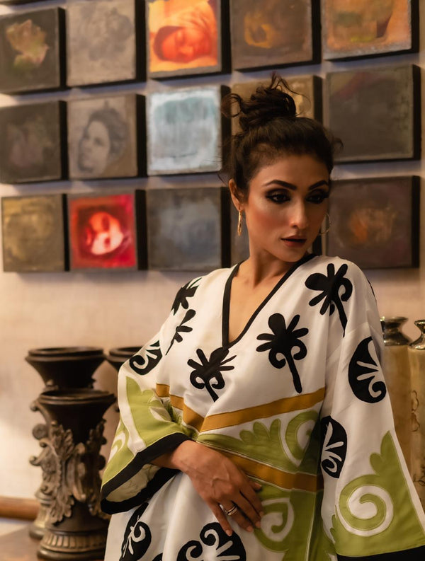Rawsilk Applique work Kurta