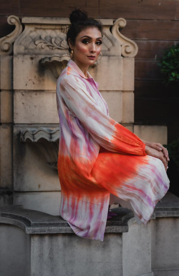 Pure Grip Tie and Dye Kurta with Adda Embalishment